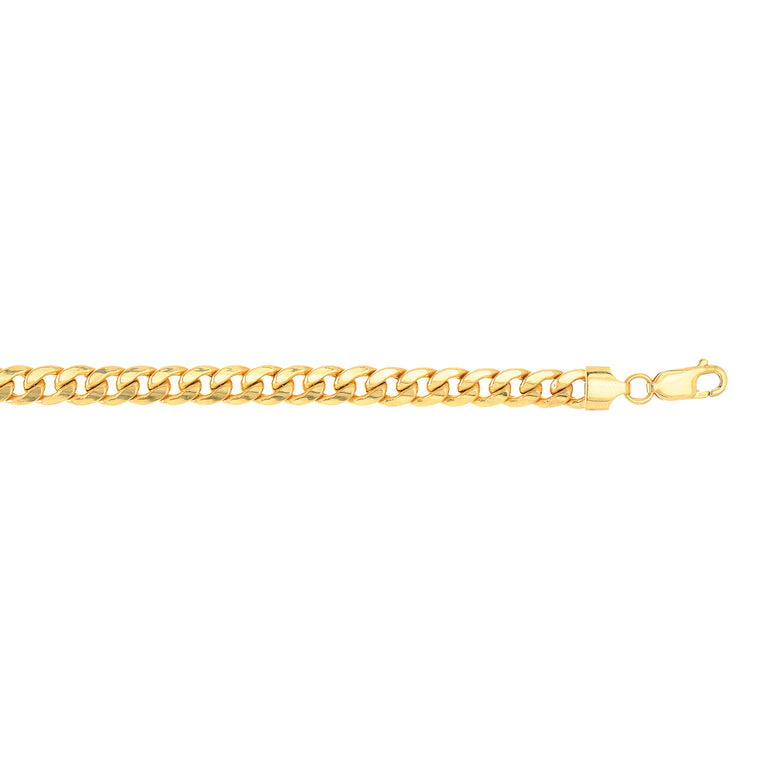 14K Gold 7mm Semi-Solid Miami Cuban-Yellow | Lobster