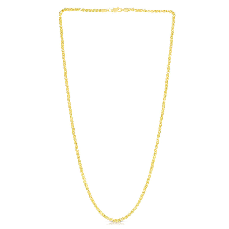 14K Gold 2.8mm Lite Round Wheat Chain -Yellow | Lobster