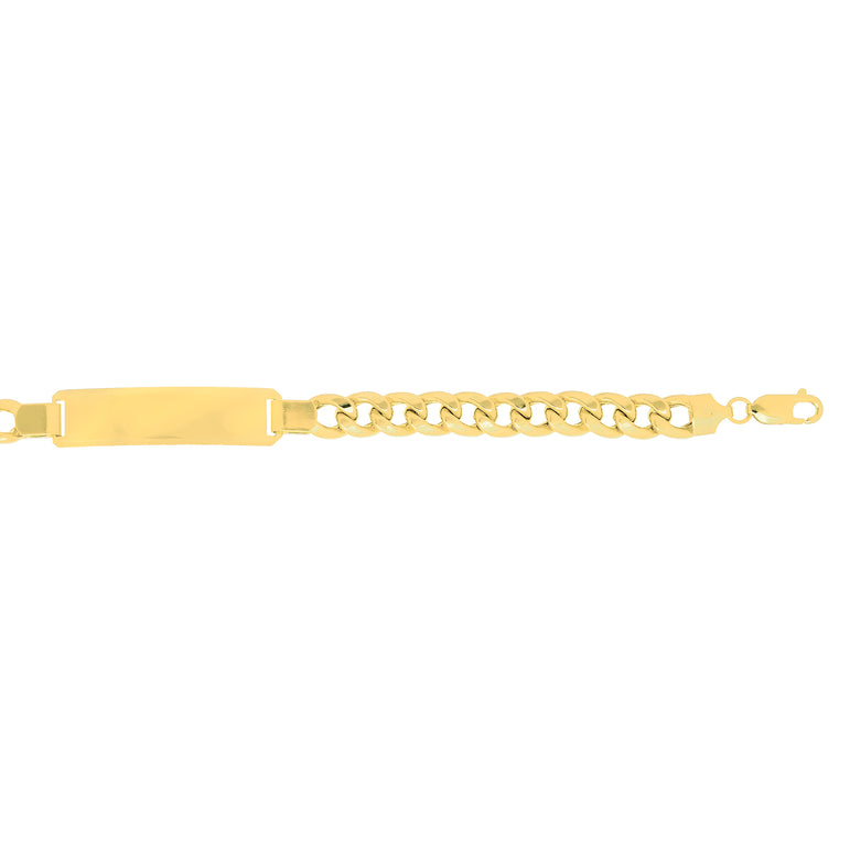 14K Gold 8mm Polished ID Bracelet-Yellow | Lobster