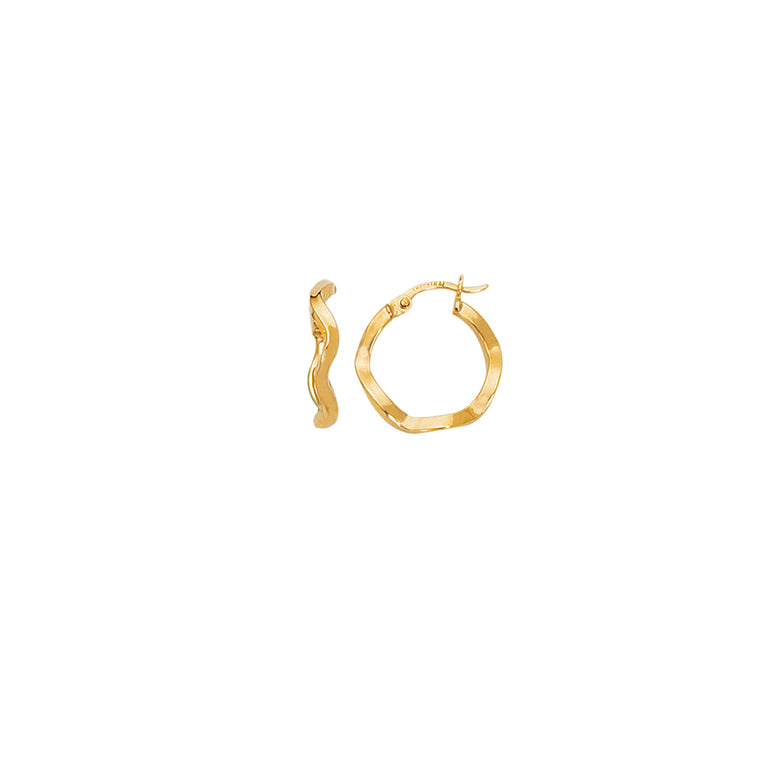 14K Gold Twist Hoop Earring-Yellow | Hinged