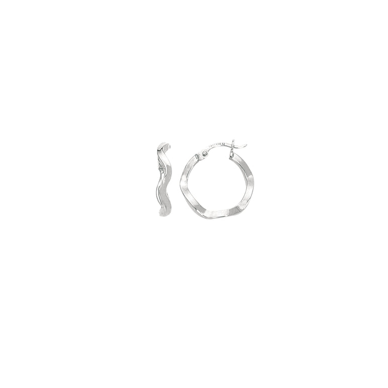14K Gold Twist Hoop Earring-White | Hinged