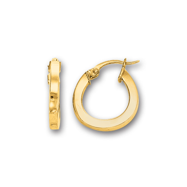 14K Yellow Gold Polished Round Hoop Earring-Yellow | Hinged