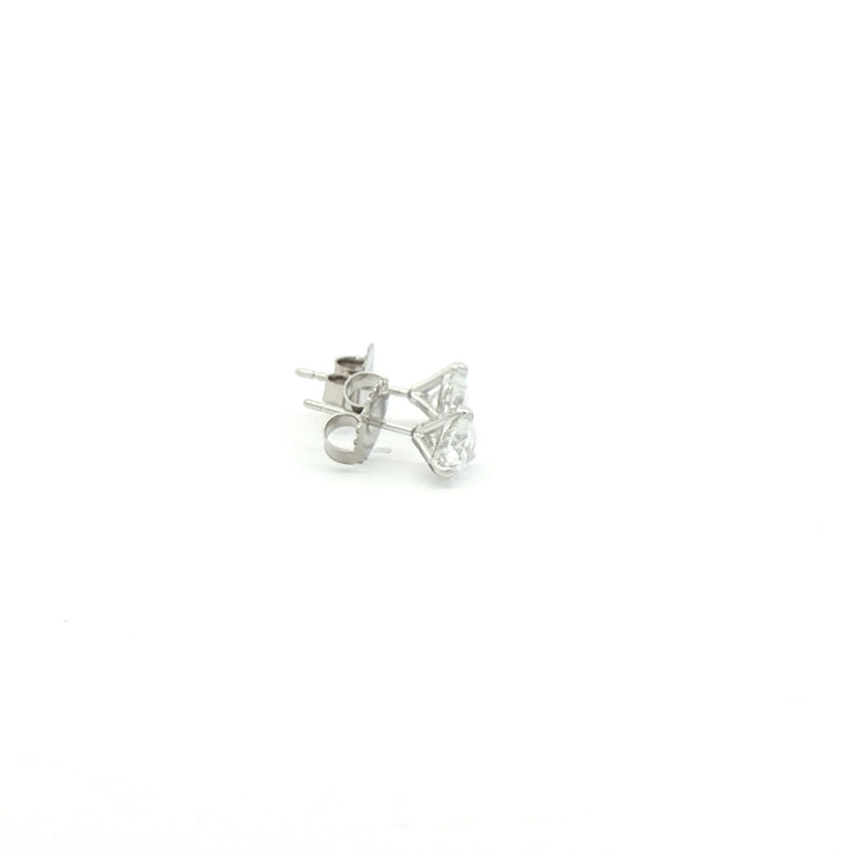White Gold Stud Earrings with Brilliant Cut Diamonds