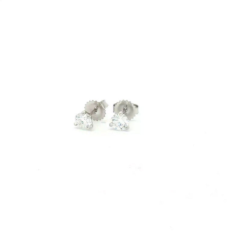 White Gold Stud Earrings with Brilliant Cut Diamonds