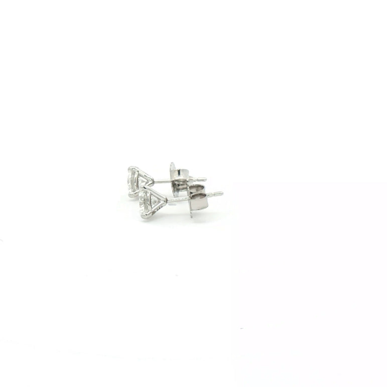White Gold Stud Earrings with Brilliant Cut Diamonds