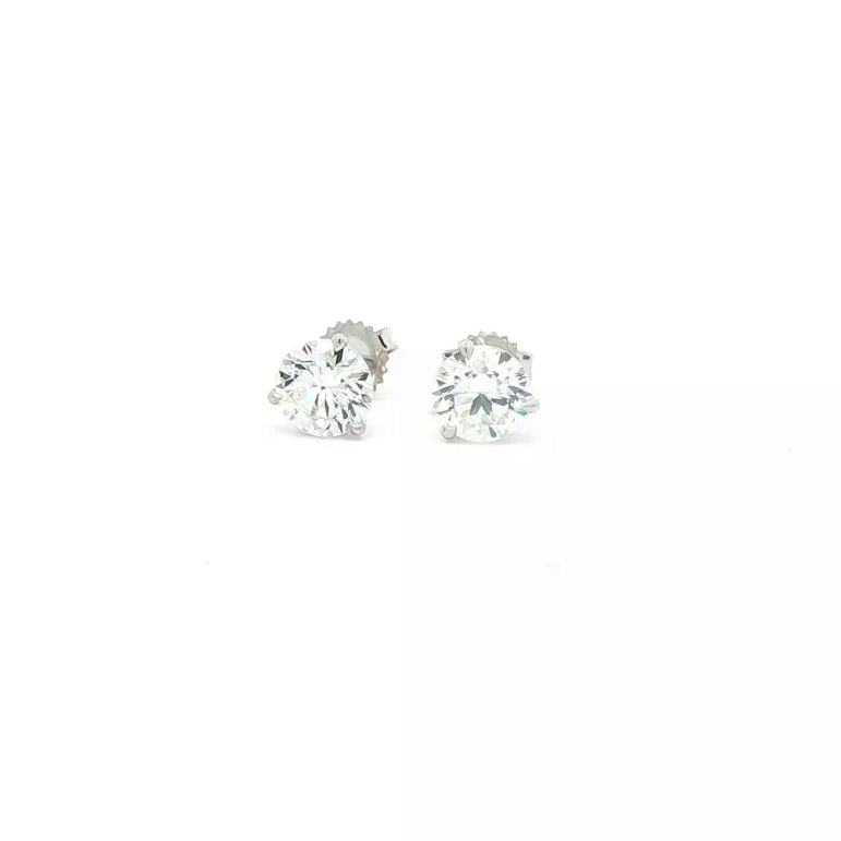 Classic White Gold Round Brilliant Diamond Stud Earrings