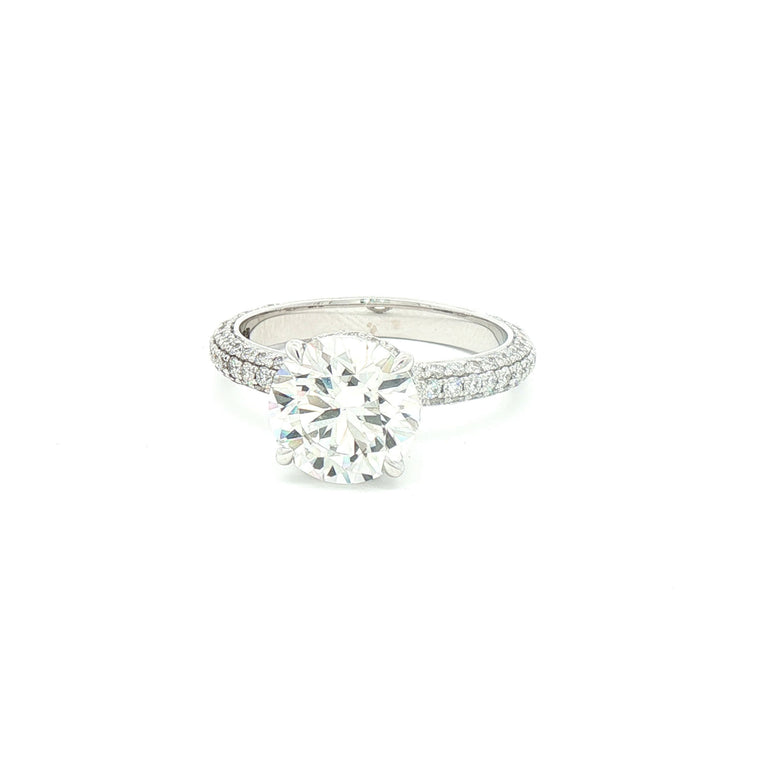 Platinum Multistone Ring with Round Cut Diamond
