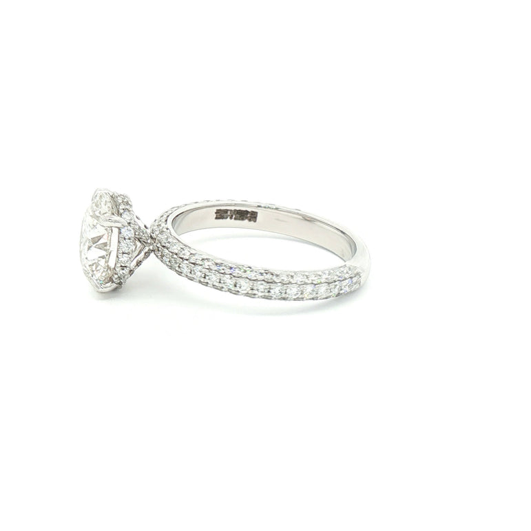 Platinum Multistone Ring with Round Cut Diamond