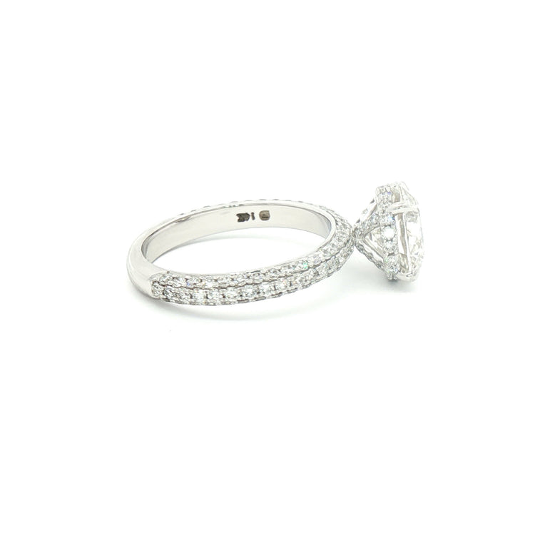 Platinum Multistone Ring with Round Cut Diamond