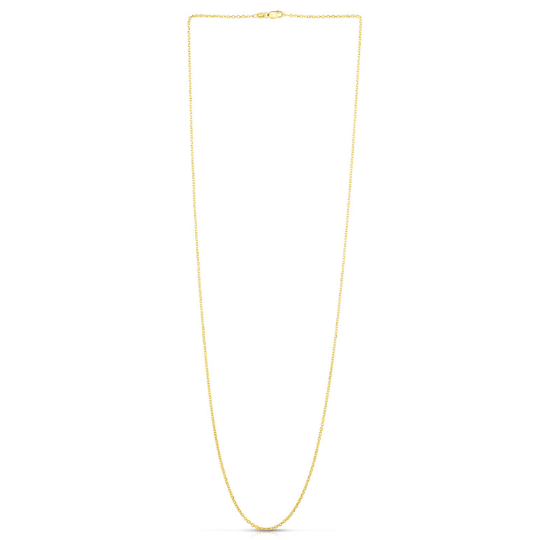 18K Gold 1.4mm Diamond Cut Cable Chain-Yellow | Lobster