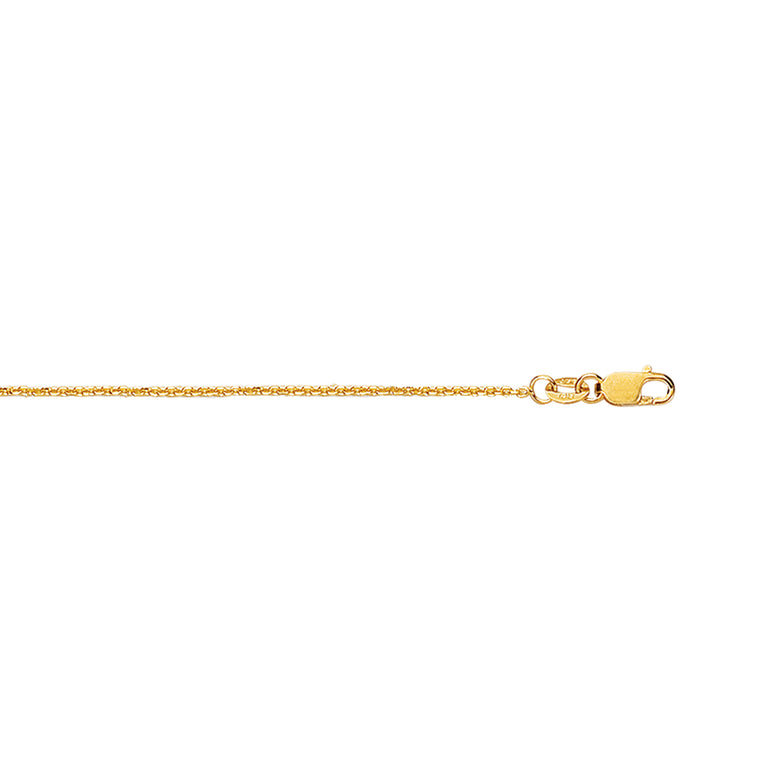 18K Gold 1.1mm Diamond Cut Cable Chain -Yellow | Lobster