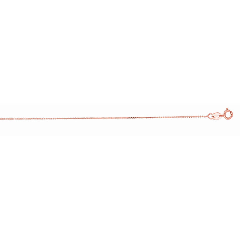 18K Gold 1.1mm Diamond Cut Cable Chain -Rose | Lobster