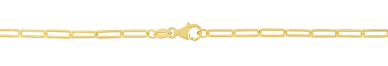 18K Gold 2.5mm Paperclip Chain-Yellow | Lobster