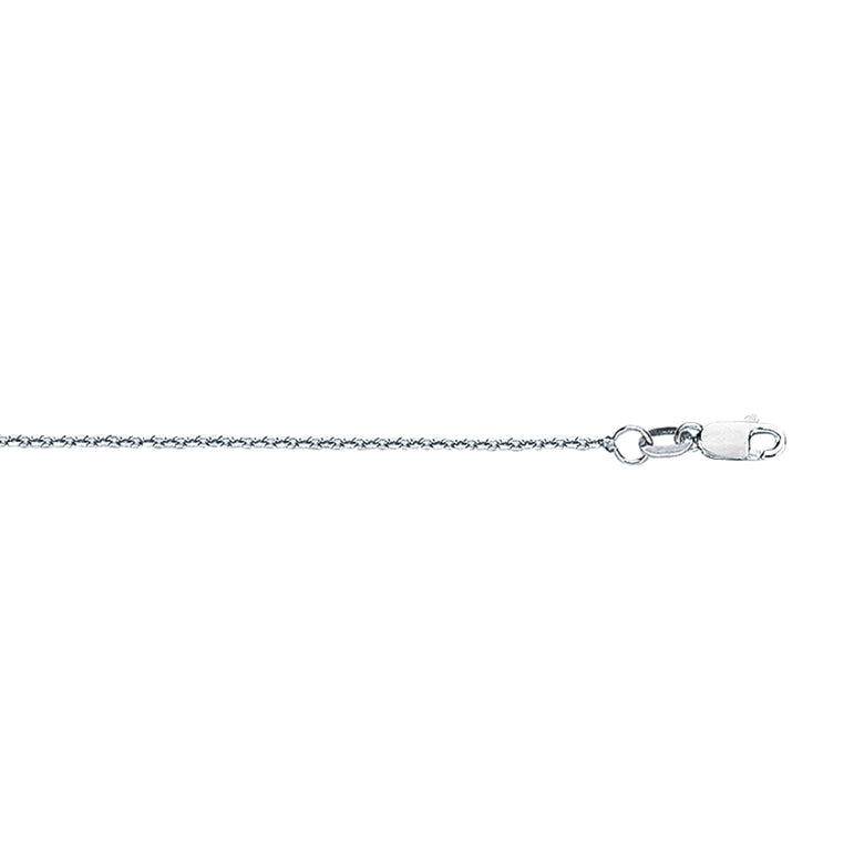 18K Gold 1.1mm Diamond Cut Cable Chain -White | Lobster