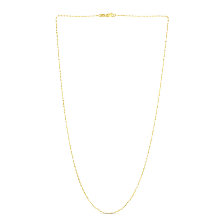14K Gold 0.9mm Diamond Cut Bead Chain-Yellow | Lobster