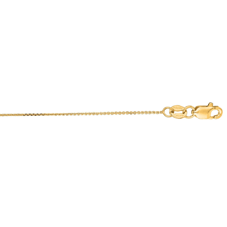 14K Gold .5mm Diamond Cut Flat Cable Chain -Yellow | Lobster