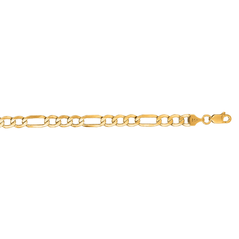 14K Gold 5.6mm Lite Figaro Chain-Yellow | Lobster