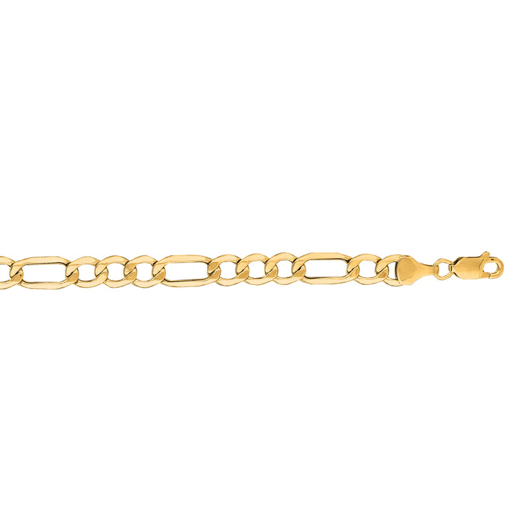 14K Gold 6.6mm Lite Figaro Chain-Yellow | Lobster