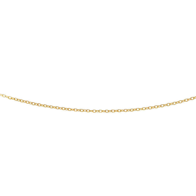 14K Gold 2.5mm Textured Cable Chain -Yellow | Pear Shaped Lobster