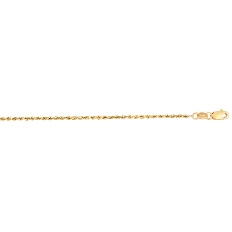 14K Gold 1.4mm Diamond Cut Royal Rope Chain-Yellow | Pear Shaped Lobster