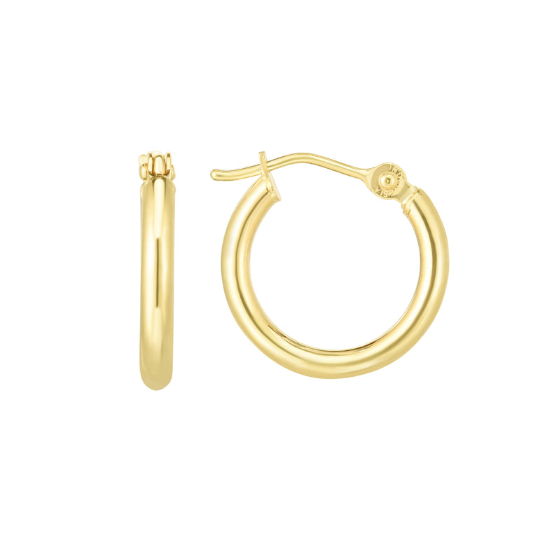 14K Gold 2x15mm Hoops-Yellow | Hinged