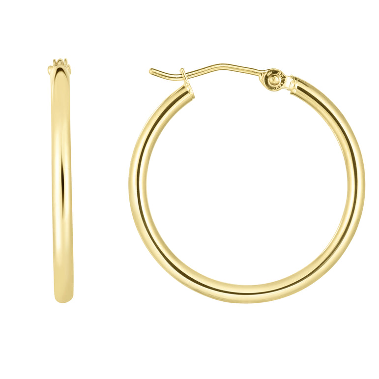 14K Gold 2x25mm Hoops-Yellow | Hinged
