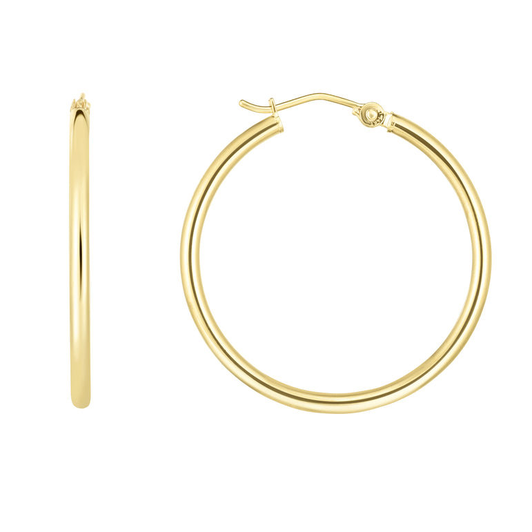 14K Gold 2x30mm Hoops-Yellow | Hinged