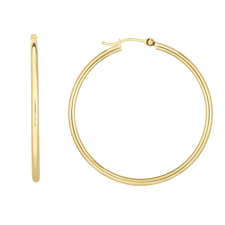 14K Gold 2x40mm Hoops-Yellow | Hinged