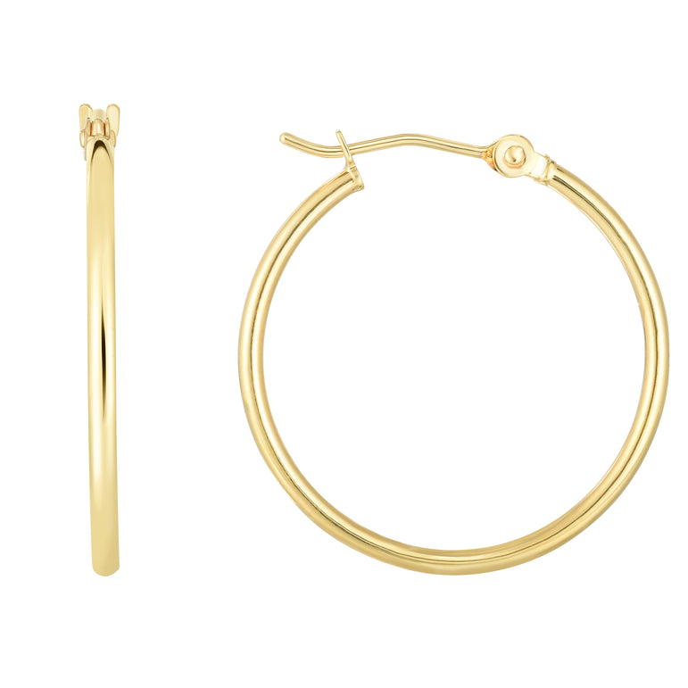 14K Gold 1.5x25mm Hoops-Yellow | Hinged