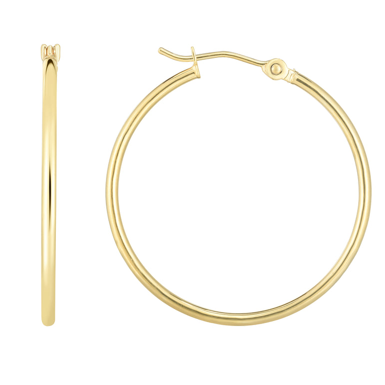 14K Gold 1.5x30mm Hoops-Yellow | Hinged