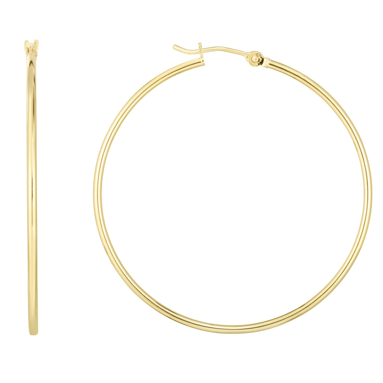 14K Gold 1.5x45mm Hoops-Yellow | Hinged