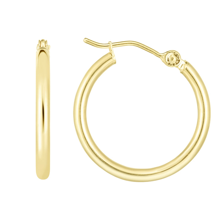 14K Gold 2x20mm Hoops-Yellow | Hinged