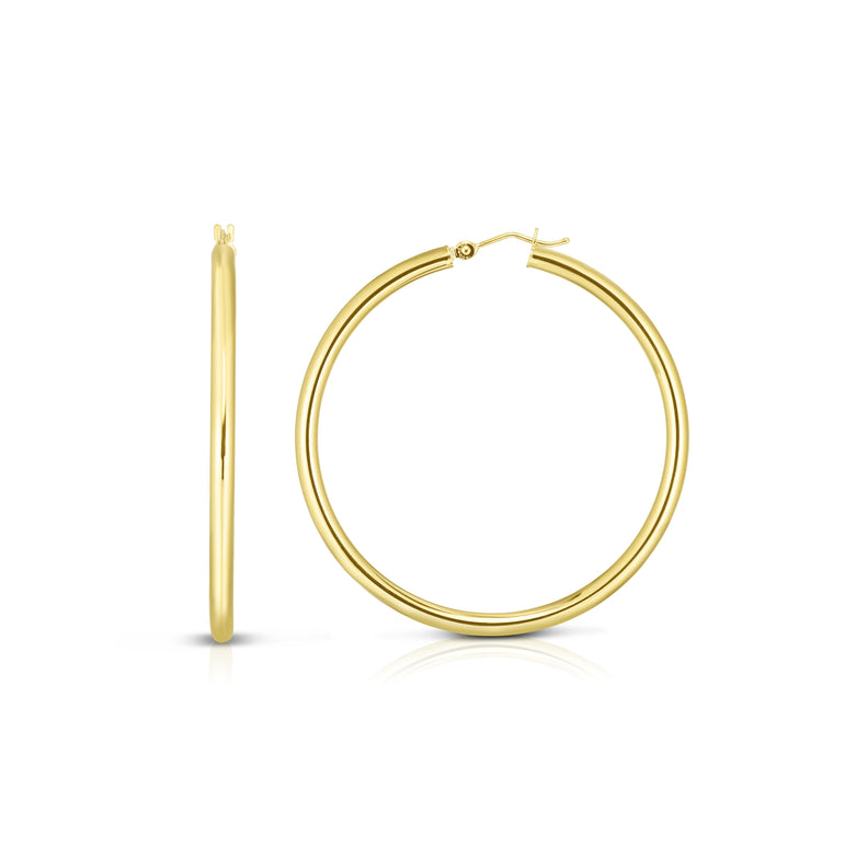 14K Gold 3x20mm Hoops-Yellow | Hinged