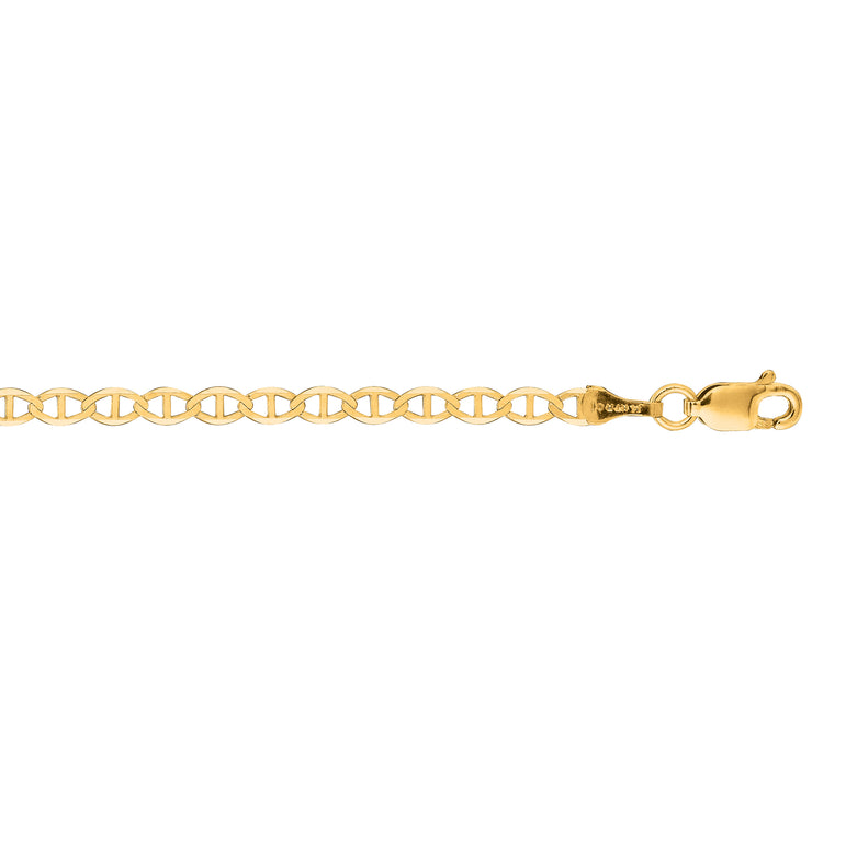 14K Gold 3.2mm Mariner Chain-Yellow | Lobster