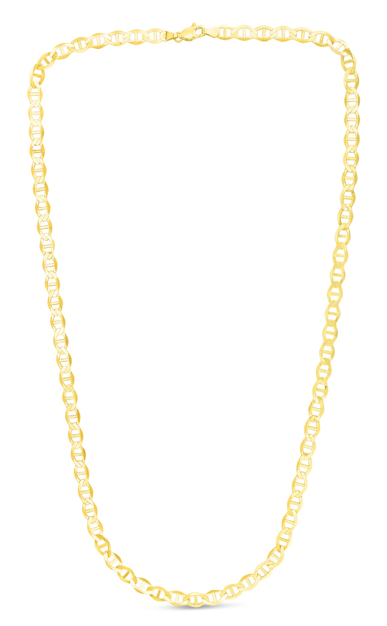 14K Gold 5.5mm Mariner Chain -Yellow | Lobster