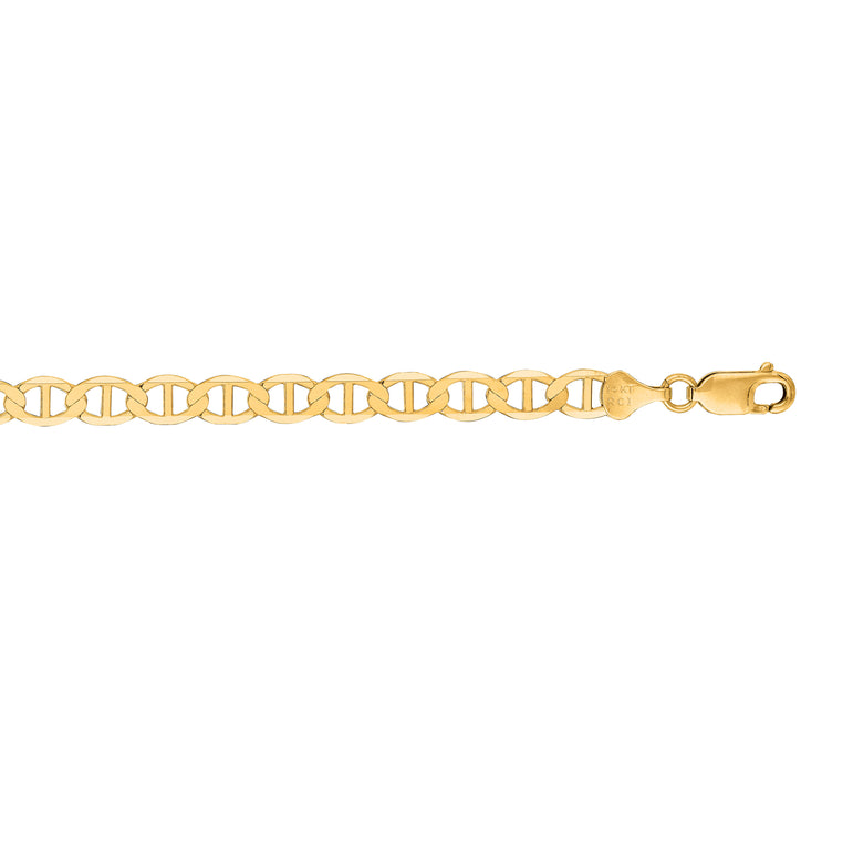 14K Gold 6.3mm Mariner Chain -Yellow | Lobster