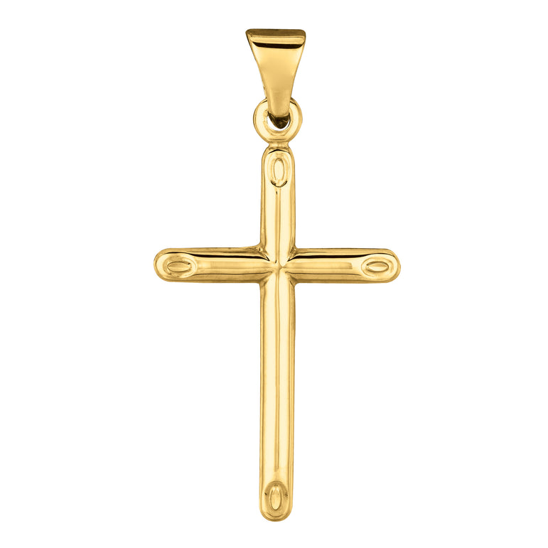 14K Yellow Gold Tapered Edge Cross-Yellow
