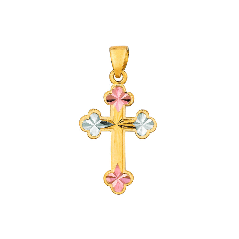 14K Tri-color Gold Cross-Tri-color
