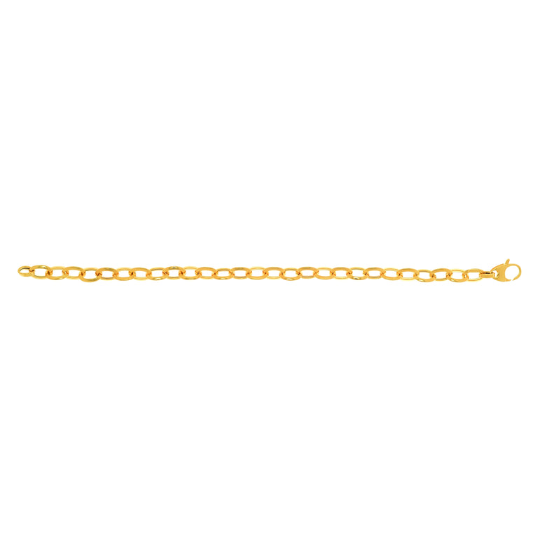 14K Gold Polished Mini Oval Link Chain-Yellow | Lobster