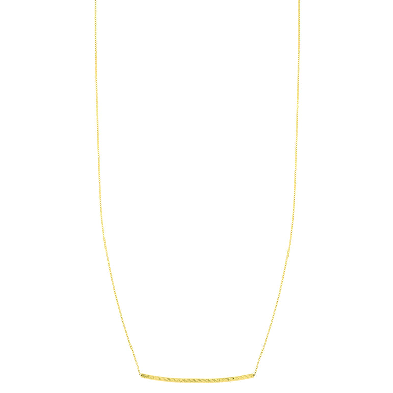 14K Gold Diamond Cut Thin Bar Necklace-Yellow | Lobster