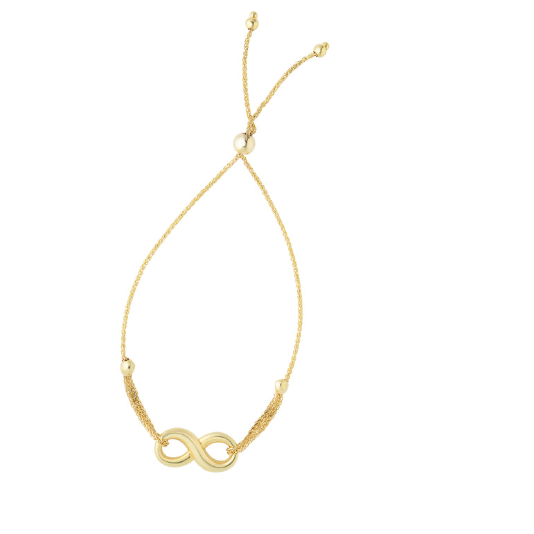 14K Gold Infinity Friendship Bracelet-Yellow | Draw String
