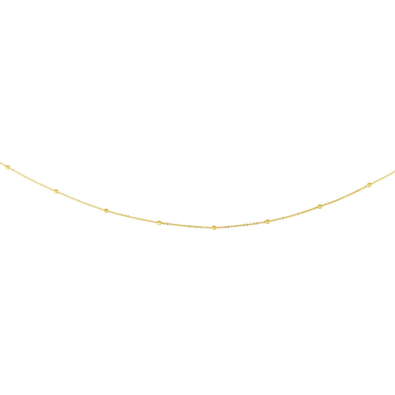 14K Gold 1.8mm Polished Bead Saturn Chain-Yellow | Spring Ring