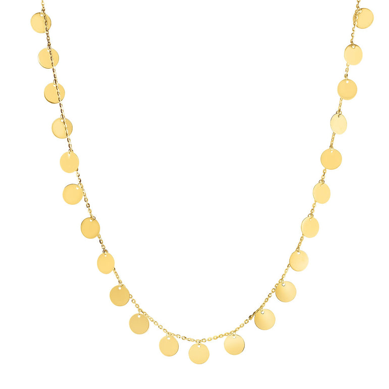 14K Gold Multi-Strand Bead Station Choker-Yellow | Lobster