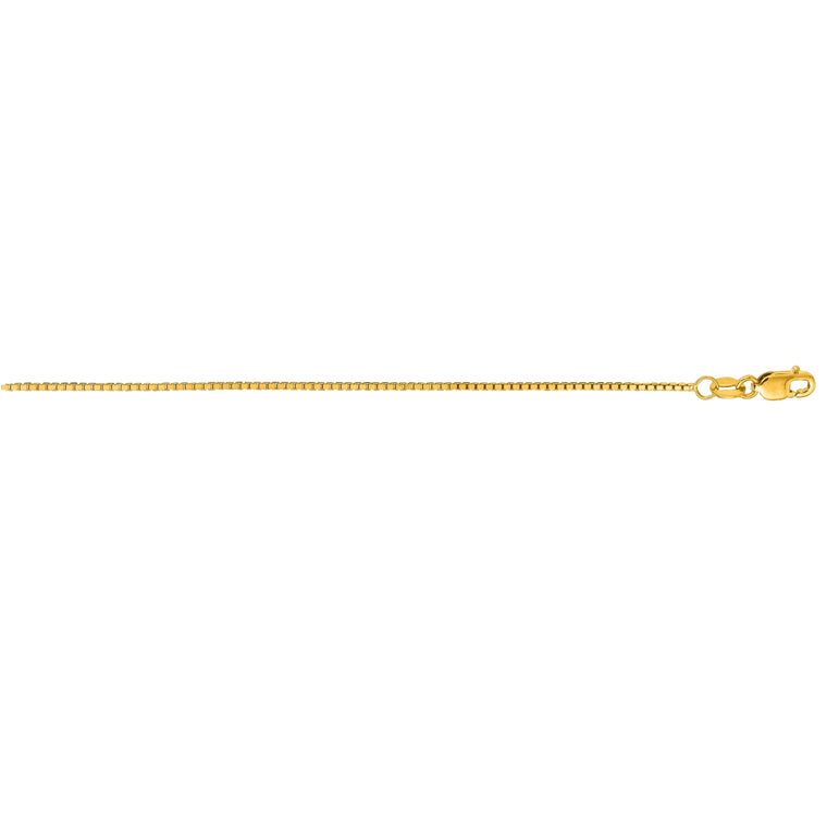 14K Gold 1mm Octagonal Box Chain -Yellow | Lobster