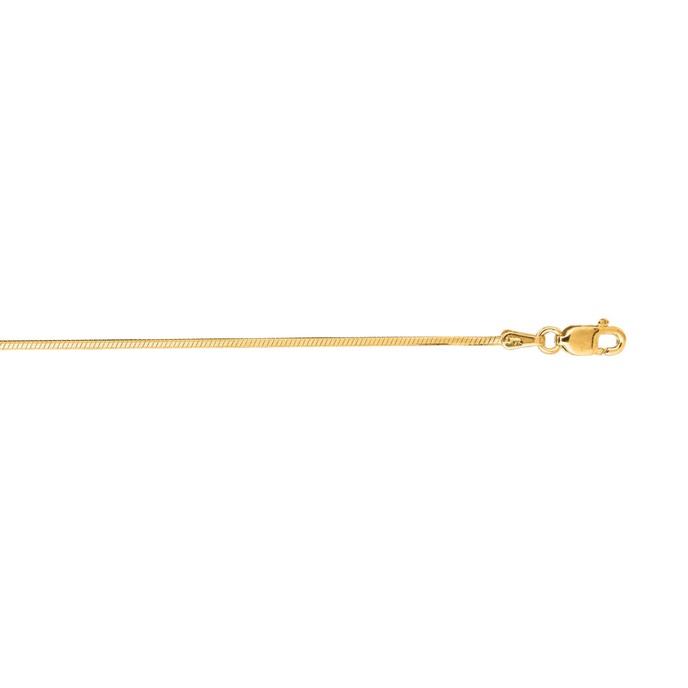 14K Gold 0.98mm Octagonal Snake Chain-Yellow | Lobster