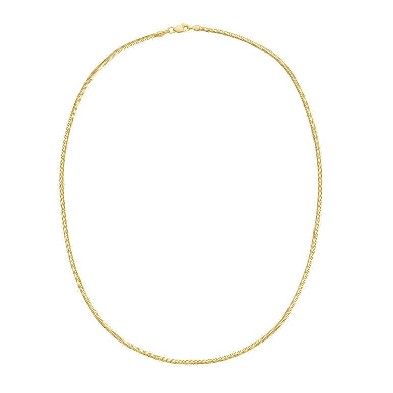 14K Gold 2mm Oval Snake Chain-Yellow | Lobster