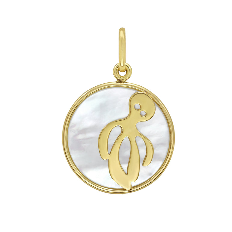 14K Gold MOP Octopus Charm-Yellow