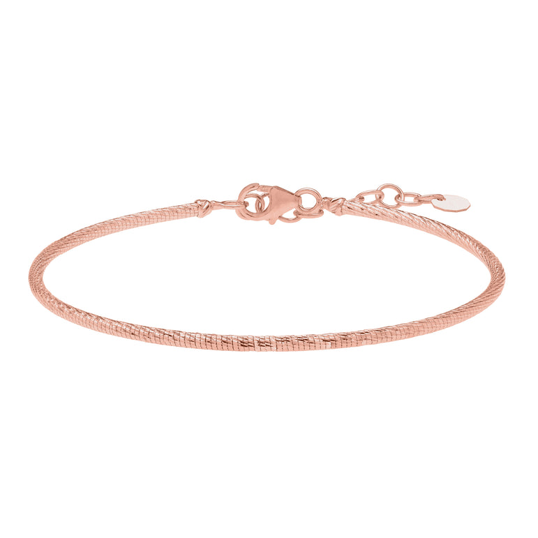 14K Diamond Cut Stack Bangle-Rose | Lobster