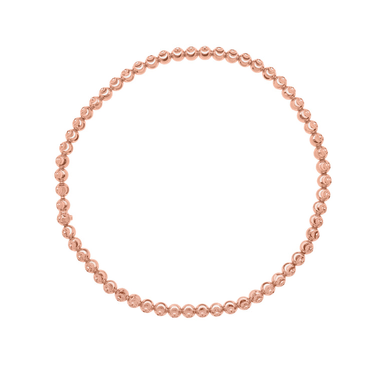 14K Moon-Cut Bead Stretch Bracelet-Rose