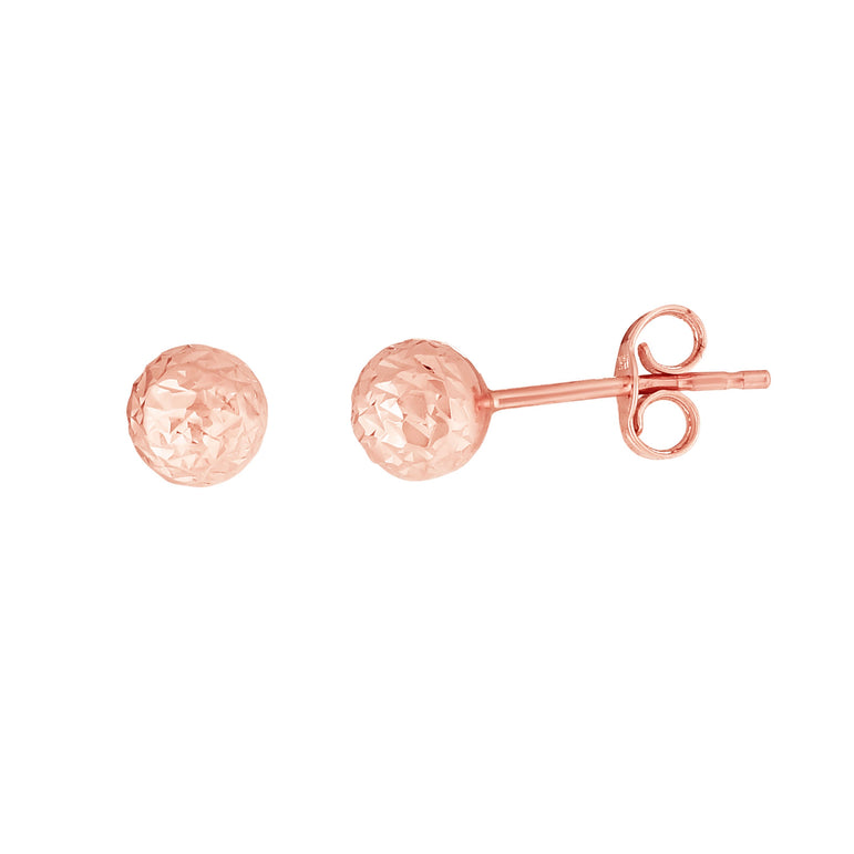 14K Gold 5mm Crystal Cut Post Earring-Rose | Push Back